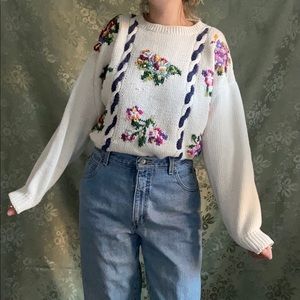 Vintage Floral Knit Sweater